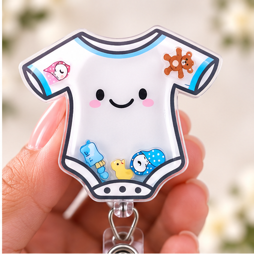 Onesie themed badge shaker