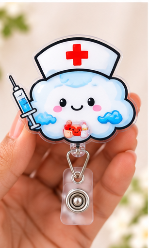 Little Cloud Nurse badge Reel Shaker