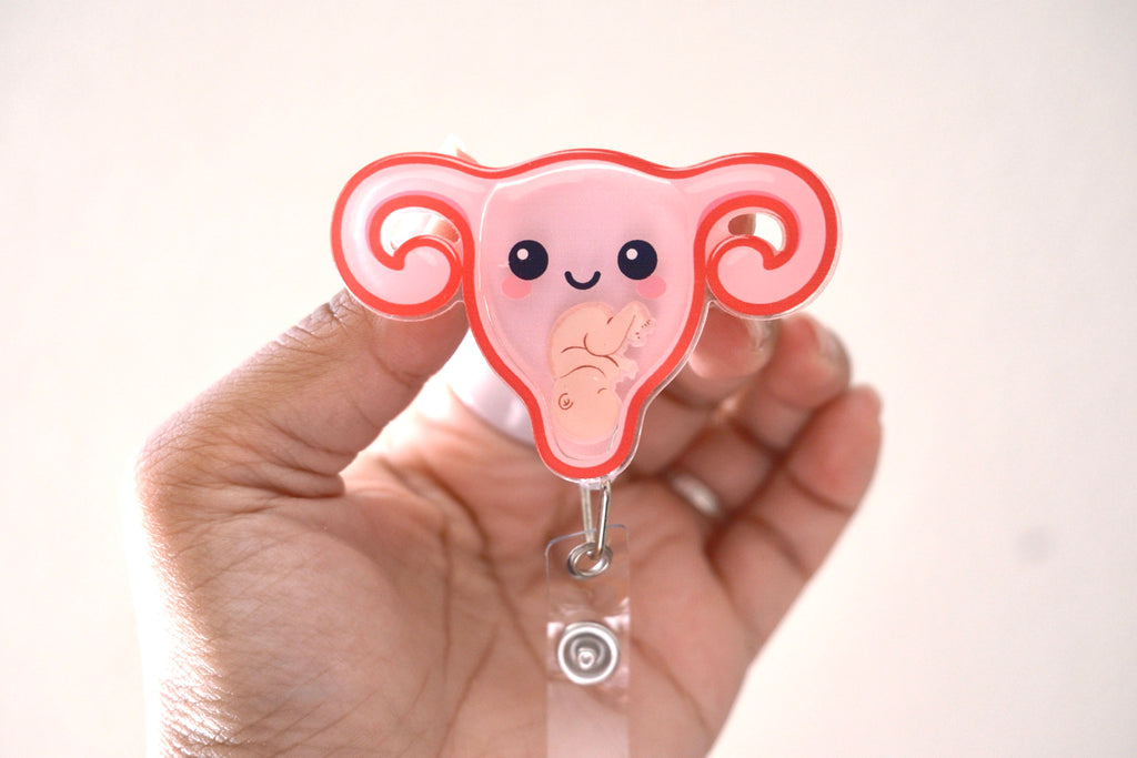 🩷 OB/GYN Uterus Shaker Badge Reel