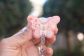 Pink Butterfly with Daisy Badge Reel