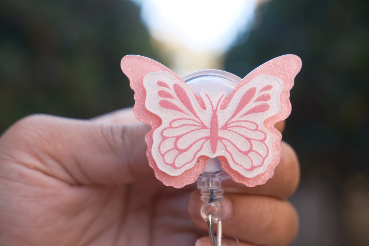 Pink on Pink Butterfly Badge Reel
