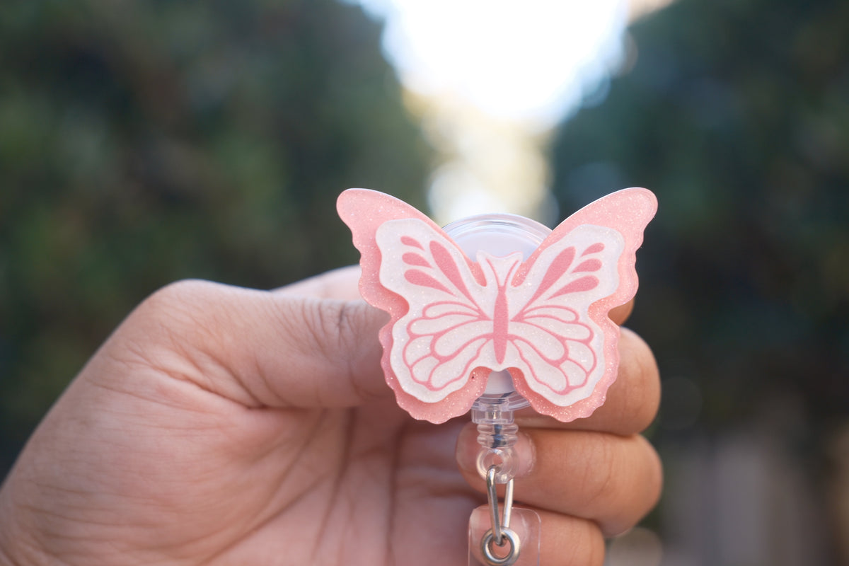 Pink on Pink Butterfly Badge Reel