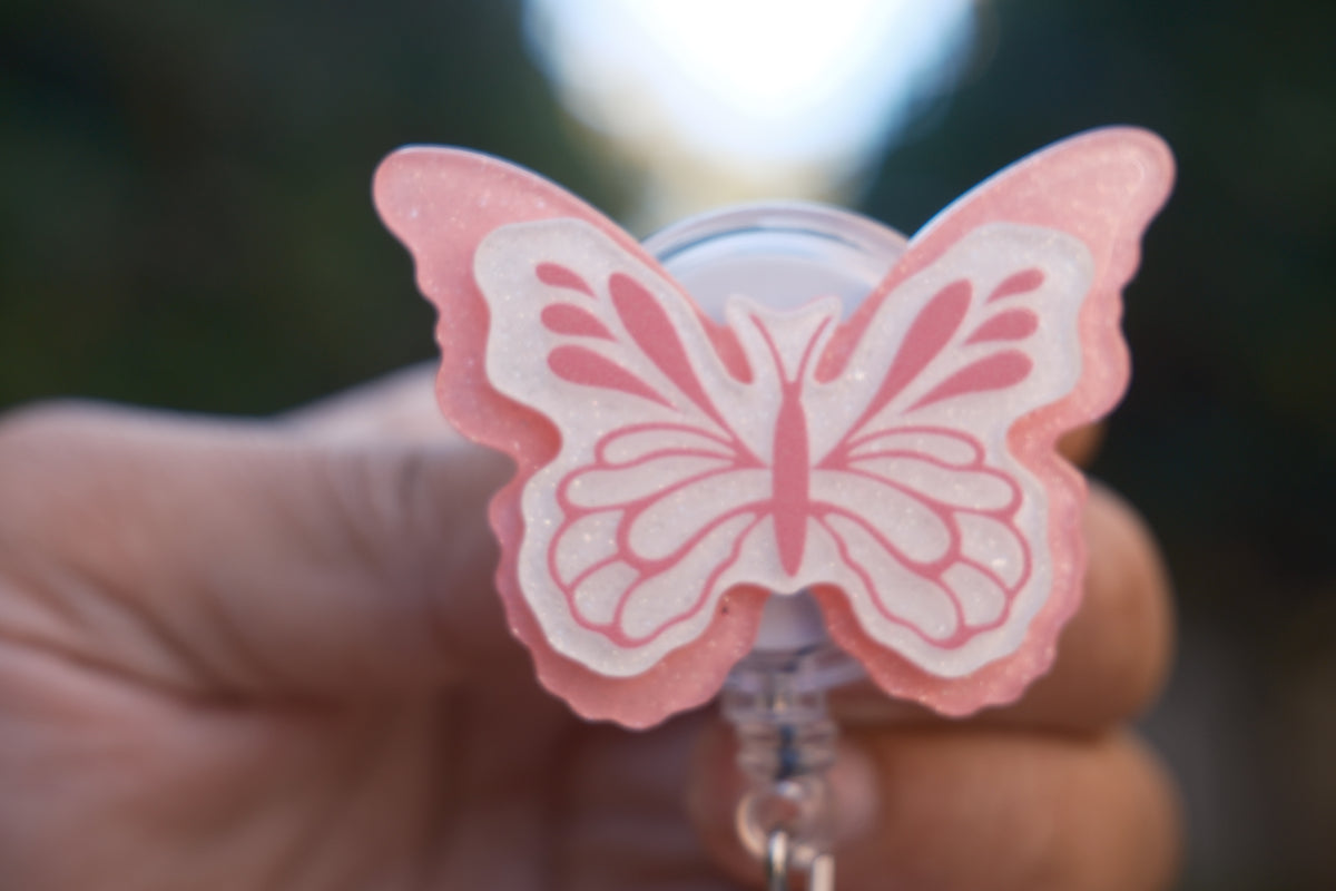 Pink on Pink Butterfly Badge Reel