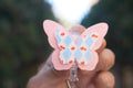 Pink Butterfly with Cherry Accent Badge Reel
